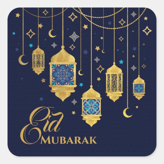 Ramadan Kareem - Eid Mubarak - Happy Eid Vierkante Sticker (Voorkant)