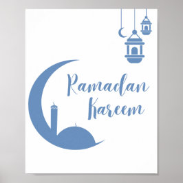 Ramadan Kareem Elegant Crescent & Lantern Wall Pr Poster