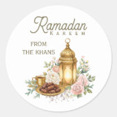 Ramadan Kareem Floral Lantern Ronde Sticker (Voorkant)