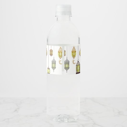Ramadan Kareem Halve Maan Lantaarns Mubarak Islami Waterfles Etiket (Achterkant)