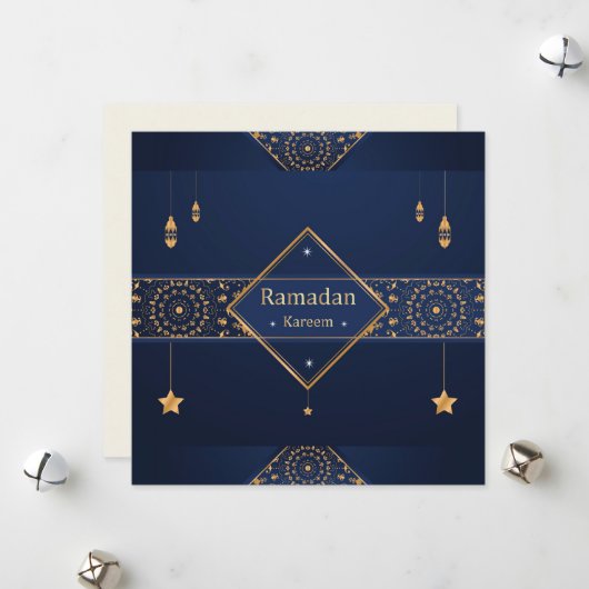 Ramadan Kareem Moubarak Carte bleue de vacances mu (Devant/Arrière en situation)
