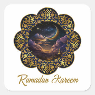 RAMADAN KAREEM MUBARAK 2024 EID MUBARAK VIERKANTE STICKER