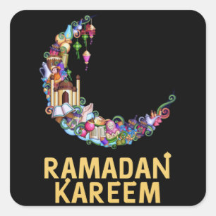 Ramadan Kareem Mubarak Fasting Moon Vierkante Sticker