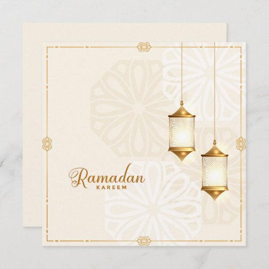 Ramadan Kareem Mubarak Golden Islamic Lantern Feestdagenkaart (Voorkant / Achterkant)