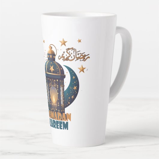 Ramadan Kareem Mubarak Lantaarn ramadan 2024 Latte Mok (Rechterhoek)