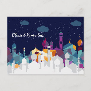 Ramadan Kareem Typografie Islamische Halve Maan Te Feestdagenkaart