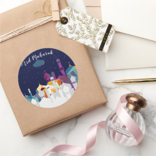 Ramadan Kareem Typografie Islamitische halve maan Ronde Sticker