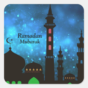 Ramadan Kareem Typografie Islamitische halve maan Vierkante Sticker