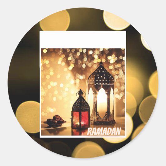 Ramadan-lantaarn. Ronde Sticker (Voorkant)
