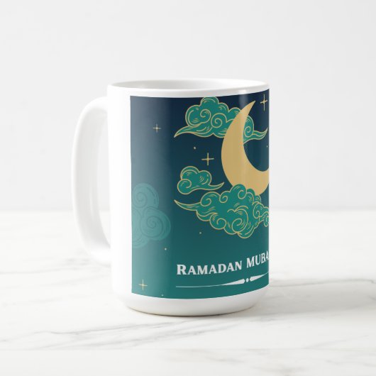Ramadan moderne bleu Mubarak Mug (Devant gauche)