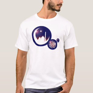 Ramadan-moskee in Crescent Moon met Fanous Blue T-shirt