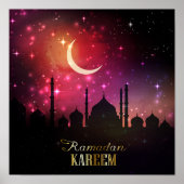 Ramadan Mosque Pink Sunset Poster (Voorkant)