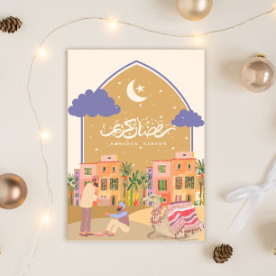 Ramadan Moubarak Carte d'Oasis Colorée