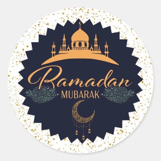 RAMADAN MUBARAK 2 RONDE STICKER (Voorkant)