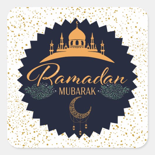 RAMADAN MUBARAK 2 VIERKANTE STICKER (Voorkant)