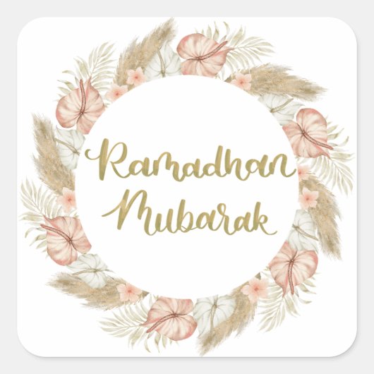 Ramadan Mubarak 3 Vierkante Sticker (Voorkant)