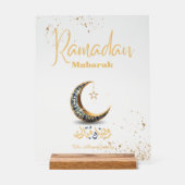 Ramadan Mubarak Acrylic Sign with Crescent Moon (Recto)