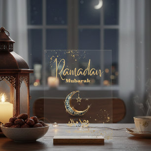 Ramadan Mubarak Acrylschild met Halvemaan Acryl Bord