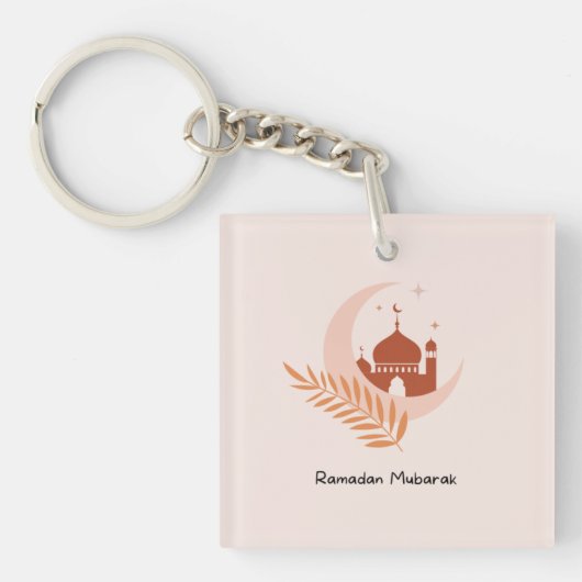 Ramadan Mubarak Boho Moon & Mosque Sleutelhanger (voorkant)