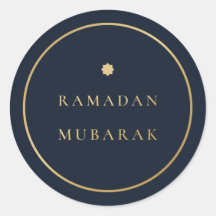 Ramadan Mubarak Élégant Autocollant Navy Or