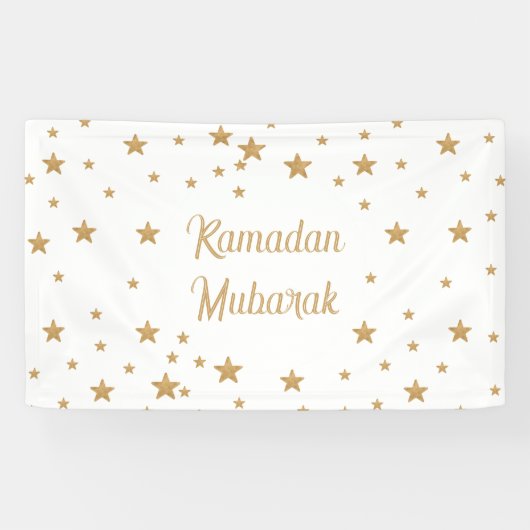 Ramadan Mubarak Gold Star Glitter Sparkle-decor Spandoek (Horizontaal)