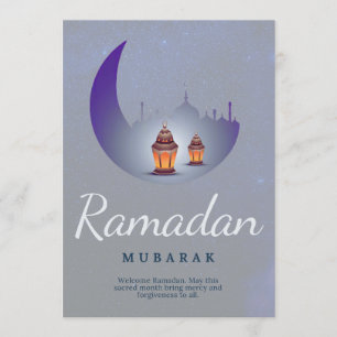 Ramadan Mubarak Halvemaanlantaarn Kunst Kaart