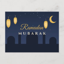 Ramadan Mubarak Lantaarns Navy Goud Groet Postkaar