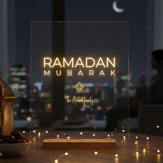 Ramadan Mubarak Minimal Acrylic Sign Personalized