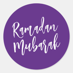Ramadan Mubarak Paarse Ronde Sticker