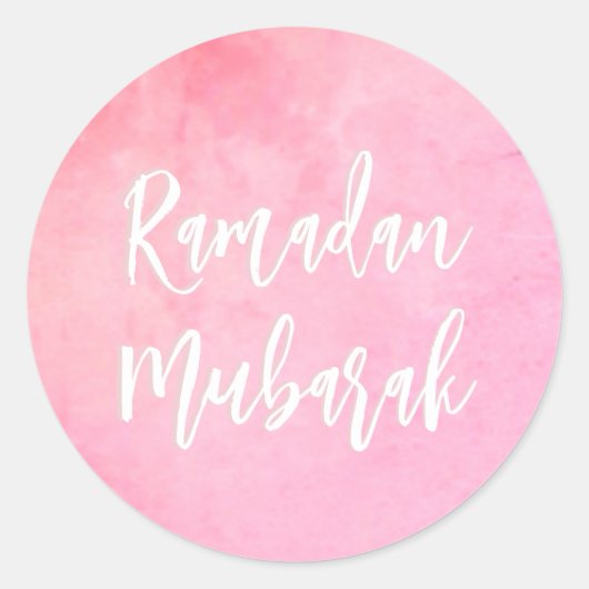 Ramadan Mubarak  Roze Ronde Sticker (Voorkant)