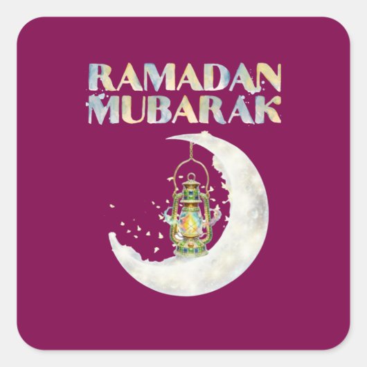 Ramadan Mubarak Vierkante Sticker (Voorkant)