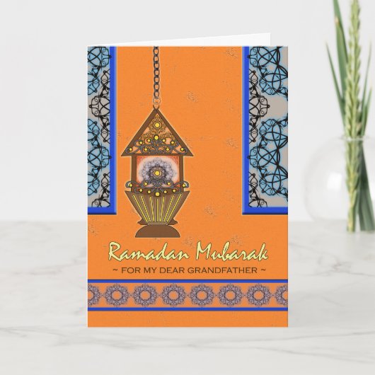Ramadan Mubarak voor grootvader, Fanoos Lantern Kaart (Voorkant)