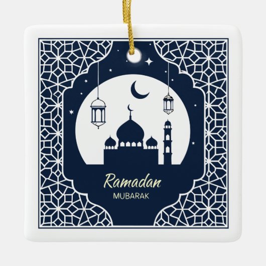 ✨ Ramadan Serenity Decorative Art – Celestial Keramisch Ornament (Voorkant)