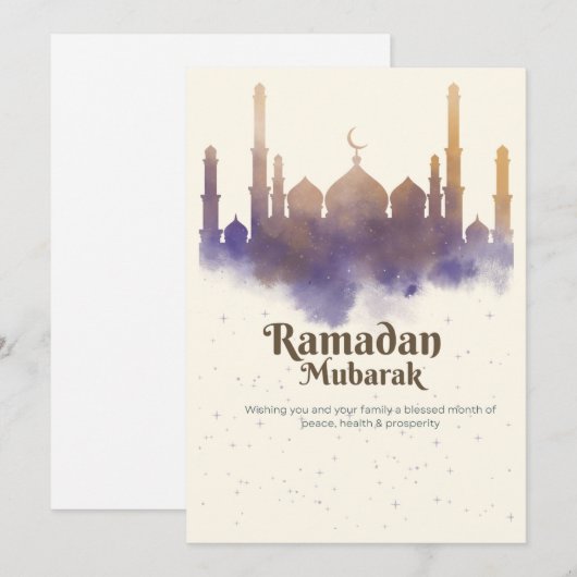 Ramadan wenskaart bedankkaart (Voorkant / Achterkant)