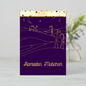 Ramadan - woestijnscène - lijnkunst folie uitnodiging (Staand Voorkant)