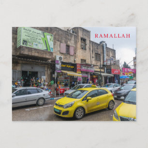 Ramallah geel taxi uitzicht briefkaart