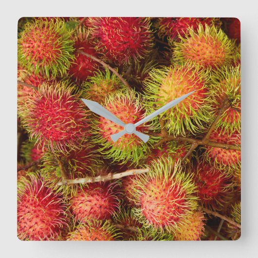 Rambutan Fruit at Can Duoc Market Vierkante Klok (Voorkant)