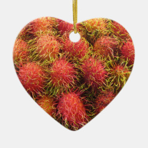 Rambutan Tropical Fruit Keramisch Ornament