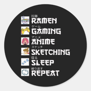 Ramen Anime Gamen Repeat Otaku Anime Manga Video  Ronde Sticker