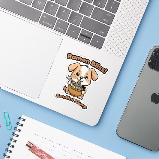 Ramen Bliss Sticker (Laptop met iPhone)