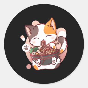 Ramen Cat Anime Bowl Kawaii Neko Japans Ronde Sticker
