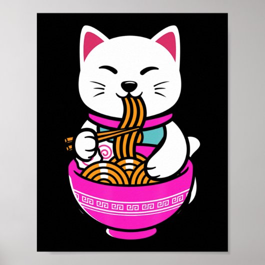 Ramen Cat Anime Neko Gift Kawaii Poster (Voorkant)