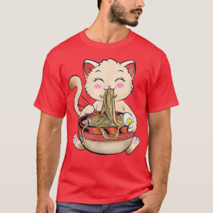 Ramen Cat Eating Noodles Cute Kawaii Anime Gifts G T-shirt