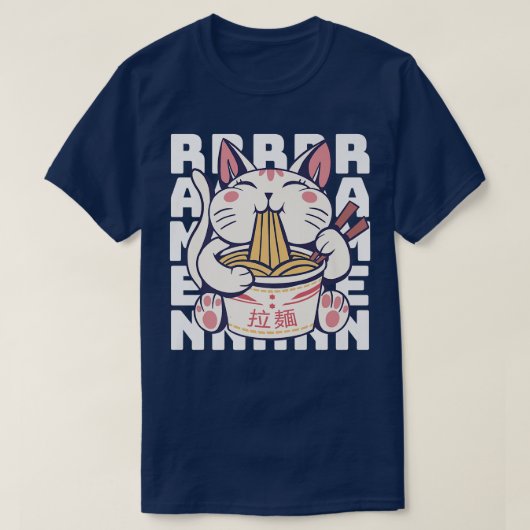 Ramen Cat Eating Ramen Noodles T-shirt (Design voorkant)