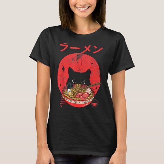Ramen Cat Japans T-shirt (Voorkant)