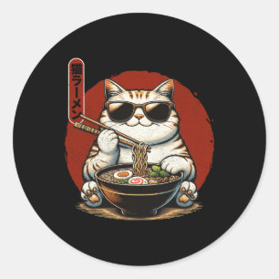Ramen Cat Kawaii Anime Japanner Kawaii Neko 1 Ronde Sticker