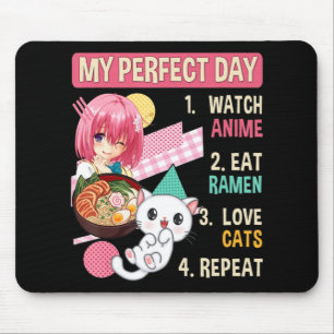 Ramen Cat Kawaii Anime Japanse voedselmeisjes Offi Muismat