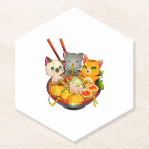 Ramen Cat Kawaii Neko Anime Otaku Cats Japanese Kartonnen Onderzetters