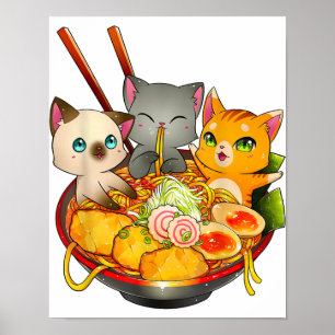 Ramen Cat Kawaii Neko Anime Otaku Cats Japans Poster