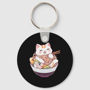 Ramen Cat Kawaii Neko Schattigee Anime Shirt voor  Sleutelhanger